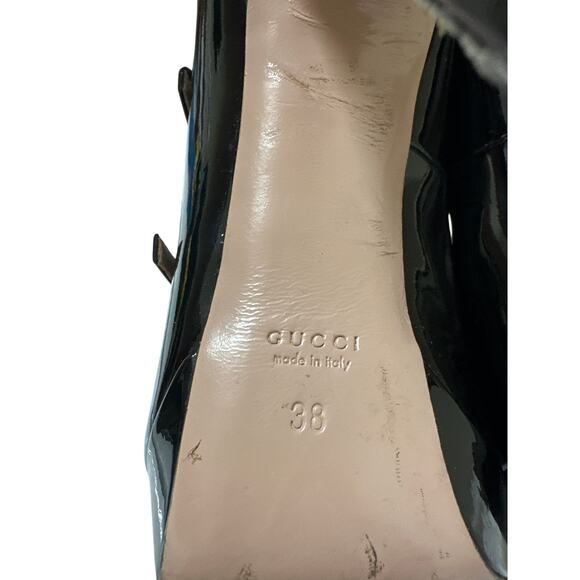 Gucci Lisbeth Black Patent Leather Triple Strap Mary Jane Heels IT 38 / US 8 - Picture 10 of 16